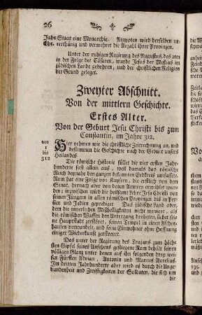 Zweyter Abschnitt. Von der mittlern Geschichte.
