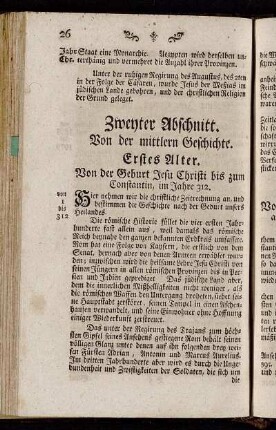Zweyter Abschnitt. Von der mittlern Geschichte.