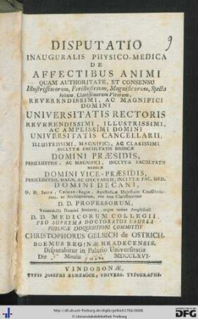 Disputatio Inauguralis Physico-Medica De Affectibus Animi