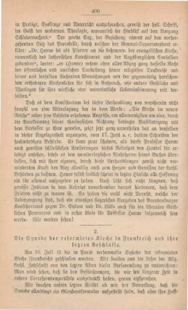 400[392]-407[399] Die Synode der reformirten Kirche in Frankreich und ihre letzten Beschlüsse
