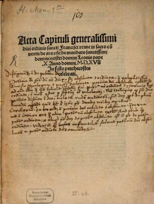 Acta capituli generalis Ordinis S. Francisci a. 1517 celebrati