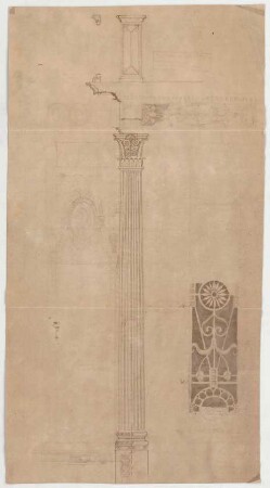 Thiersch, Friedrich von; Wiesbaden; Kurhaus - Säule (Ansicht, Schnitt, Detail)
