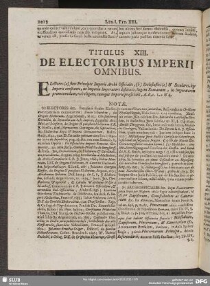 Titulus XIII. De Electoribus Imperii Omnibus