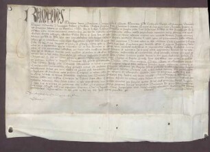 Ablassbrief des Kardinals Rainmud tit. sancto marie nove, päpstlichen Legaten in Deutschland, für die Pfarrkirche in Kuppenheim