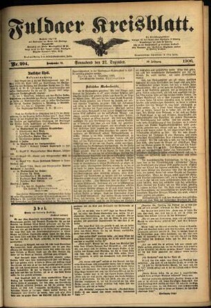 Erste Ausgabe vom Samstag, den 22. Dezember 1906.