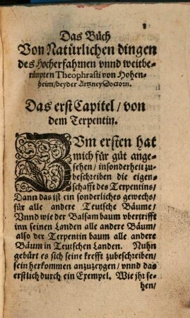 Etliche Tractat: 1. von natürlichen Dingen, 2. Beschreibung etlicher Kreuter