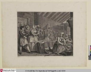 [M. Hacksbouts muss im Gefängnis Hanf klopfen; Scene in Bridewell]