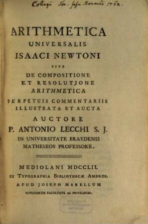 Arithmetica universalis