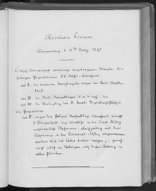 Resolutio Civium, Donnerstag d. 11ten März 1847.