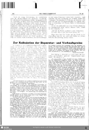 Zur Kalkulation der Reparatur- und Verkaufspreise