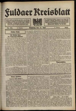 Dritte Ausgabe vom Samstag, den 14. Juni 1913.