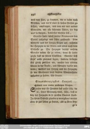 Einunddreyzigstes Kapitel. Handelt von vielen wichtigen Dingen.