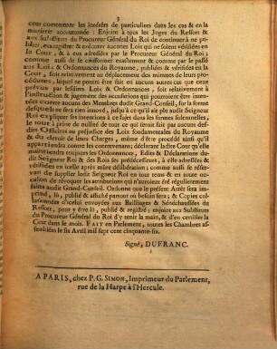 Arrest De Reglement De La Cour De Parlement : Extrait Des Registres Du Parlement. Du 6 Avril 1756.