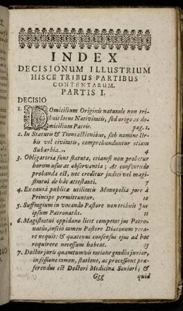 Index Decisionum Illustrium Hisce Tribus Partibus Contentarum.