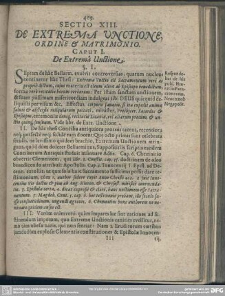 Sectio XIII. De Extrema Unctione, Ordine & Matrimonio