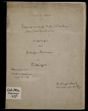 Hypergeometrische Reihen und andere höhere Transcendenten. [Vorlesungsnachschrift], Göttingen, 1858 - 1859