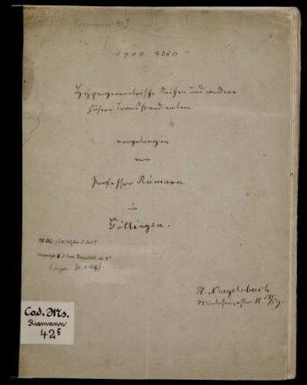 Hypergeometrische Reihen und andere höhere Transcendenten. [Vorlesungsnachschrift], Göttingen, 1858 - 1859