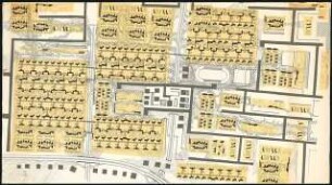 Wohn-Werksiedlung Märkisches Viertel, Berlin-Reinickendorf: Lageplan, Vorschlag für die Bebauung mit Wohnwerk-Nutzung, Original von HST 038,005