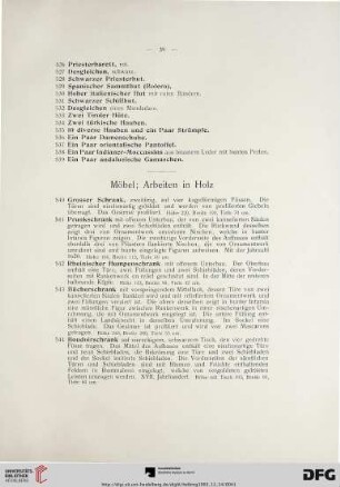 Möbel; Arbeiten in Holz (Nr. 540-616)