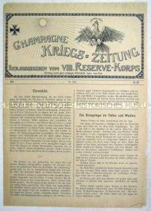 Kriegszeitung des VIII. Reserve-Korps von der Westfront