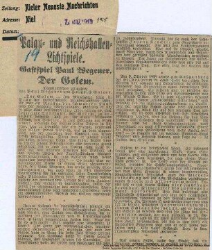 Kritik aus Kieler Neueste Nachrichten (07.03.1915)