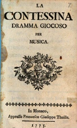 La Contessina : Dramma Giocoso Per Musica