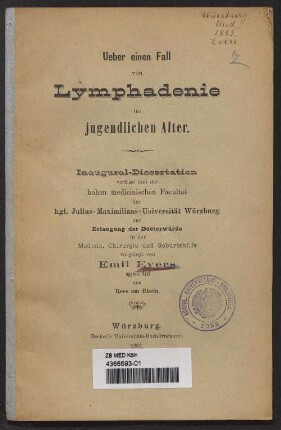 Ueber einen Fall von Lymphadenie im jugendlichen Alter
