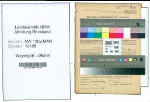 Entnazifizierung Johann Weyergraf , geb. 21.02.1898 (Angestellter)