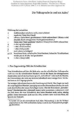 Die Volkssprache in und um Aalen