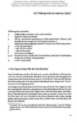 Die Volkssprache in und um Aalen