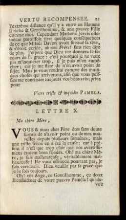 Lettre X. Ma chère Mère, ...