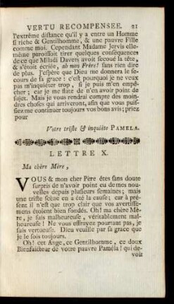 Lettre X. Ma chère Mère, ...