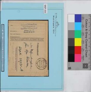 Privat-Feldpost-Kartenbrief, Schiffsname/Landeinheit: Adressat. Kommandant der Seeverteidigung von Bergen; Frankatur, Mi.-Nr.: [Keine]; Poststempel: Berlin SW 11 ai 18.3.44.-21; Nebenstempel: [Keine]