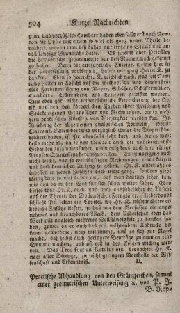 Praktische Abhandlung von den Gränz-Zeichen, samt einer geometrischen Unterweisung zum Nutzen und Gebrauch der Kloster Banzischen Märker und anderer Liebhaber.