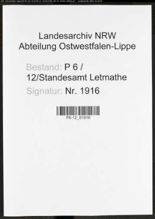 Sterberegister Standesamt Letmathe