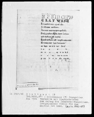 Evangeliar — Anfang des Johannes-Evangeliums, Folio 150verso