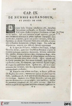 Caput IX: De nummis romanorum, et primo de asse
