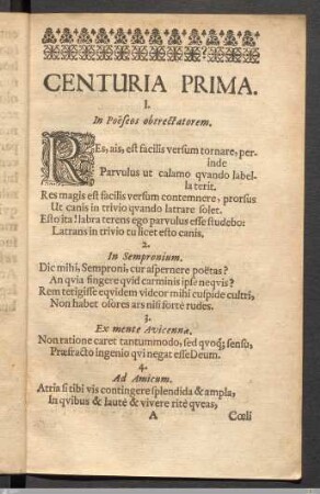 Centuria Prima.
