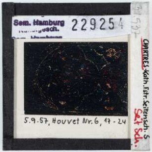 Chartres: Kathedrale, Glasfenster, Seitenschiff Süd, aufgenommen 5.9. 1957