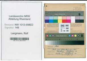 Entnazifizierung Rolf Langmann , geb. 05.08.1911 (Arzt)