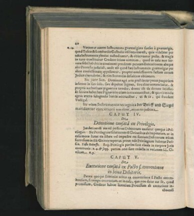 Caput V. De Executione causata ex Pacto s. conventione in bona Debitoris.