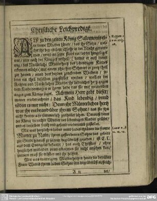 Leichenpredigt : Christliche Leichpredigt. Außlegung