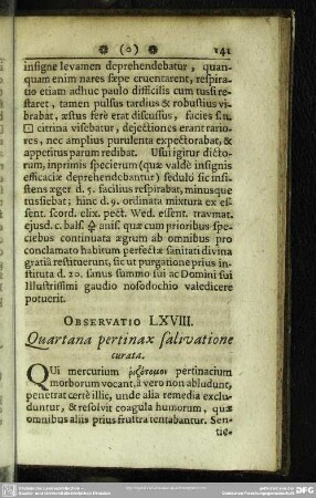 Observatio LXVIII. Quartana pertinax salivatione curata