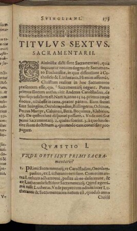 Titulus Sextus. Sacramentarii.