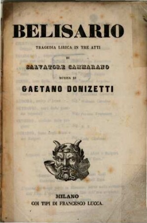 Belisario : tragedia lirica in tre atti