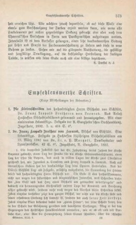 573-585 Empfehlenswerthe Schriften