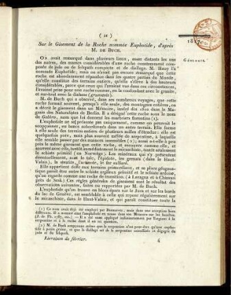 Sur le Gisement de la Roche nommée Euphotide