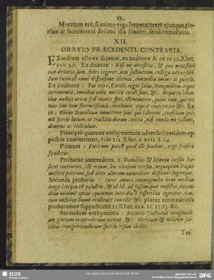 XII. Oratio Praecendenti Contraria