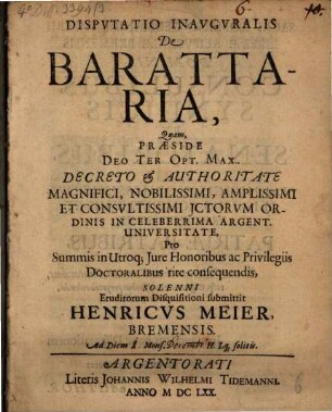 Disputatio Inauguralis De Barattaria