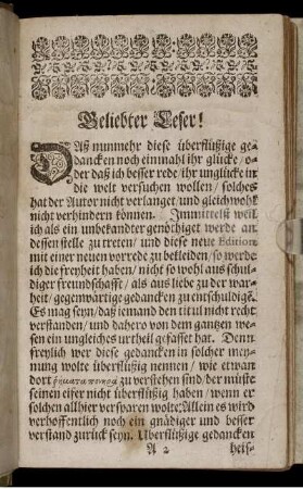Geliebter Leser!